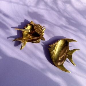 Brass Fish Ashtrays - Gold Accent for Fish Lovers